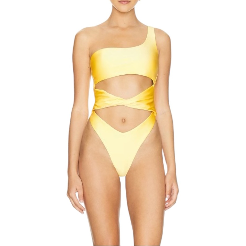 NWT Riot Beau One Piece - Poppy Yellow Asymmetric One Piece Swimsuit sz S